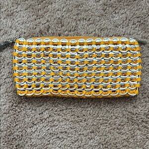 Escama Studio Yellow and Silver Woven Clutch